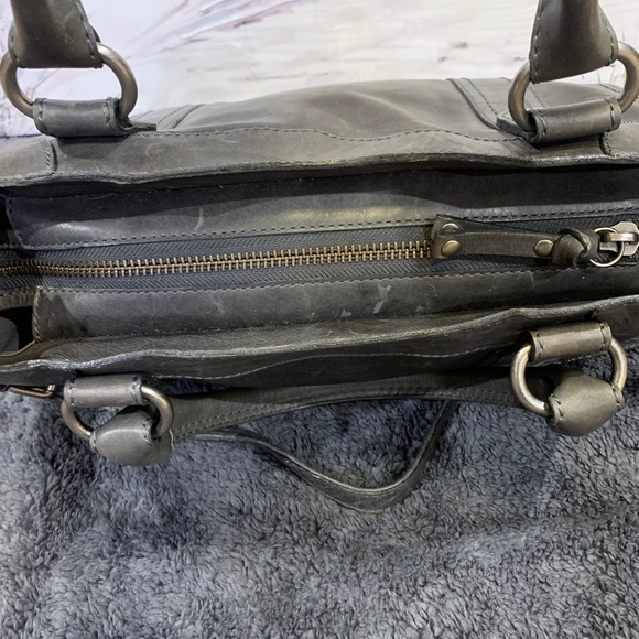 🖤🩶Frye Melissa Zip Satchel Leather Handbag Shoulder/Crossbody Carbon $388 - Picture 11 of 16